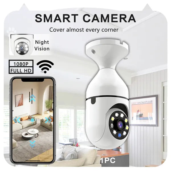 360° Panoramic Security Camera Light Bulb - WiFi Indoor CCTV