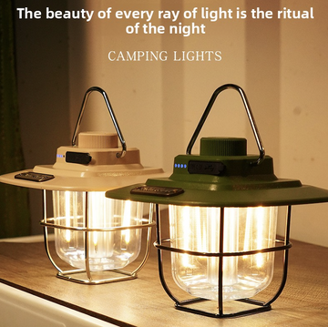 Vintage Outdoor Camping Lantern Portable Kerosene Lantern Smart Rechargeable Handheld Light