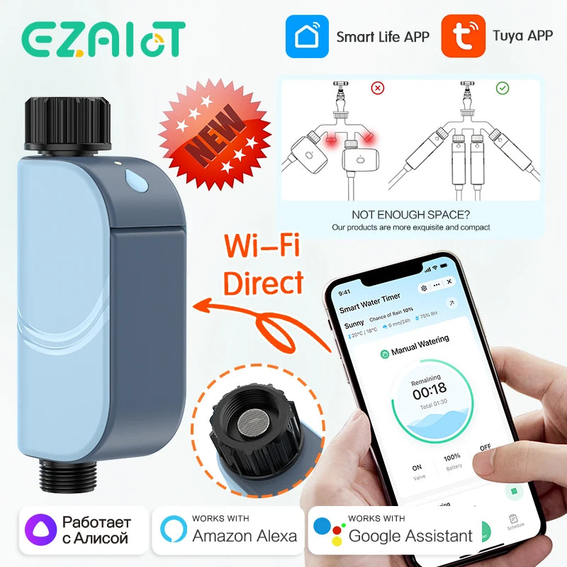 Smart WIFI Garden Watering Timer Tuya Automatic Sprinkler Remote Drip