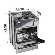 Foldable Firewood Burning Stove, Cooking Grill Stainless Steel, Wood