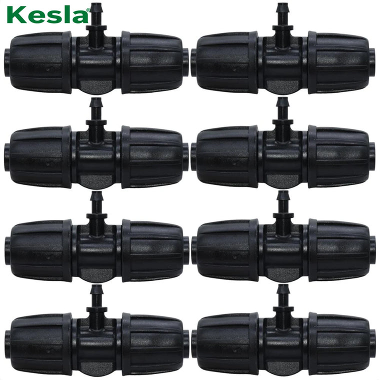 KESLA 10PCS 16mm 1/2'' PE Tubing to 4/7mm Hose Tee Connector w/