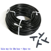 20 Meters 4/7 Mm Hose + 10 Pcs Tee Connector Garden Irrigation System