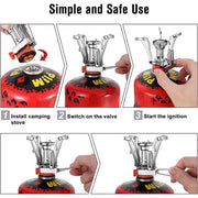 1Pc Ultralight Portable Camping Stoves, Adjustable Valve Stove For