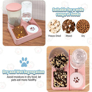 Automatic Cat Feeder Water Dispenser Set, 2 In 1 Tilted Automatic Pet