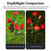 Solar Garden Lights Waterproof LED Outdoor Simulation Rose Flower