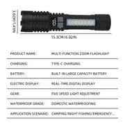 Portable Rechargeable High Power LED Flashlights With Display Screen