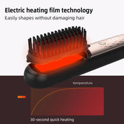 Cordless Hair Brush Straightener Electric Hot Heating Brush Negative