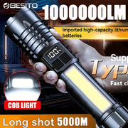 Portable Rechargeable High Power LED Flashlights With Display Screen