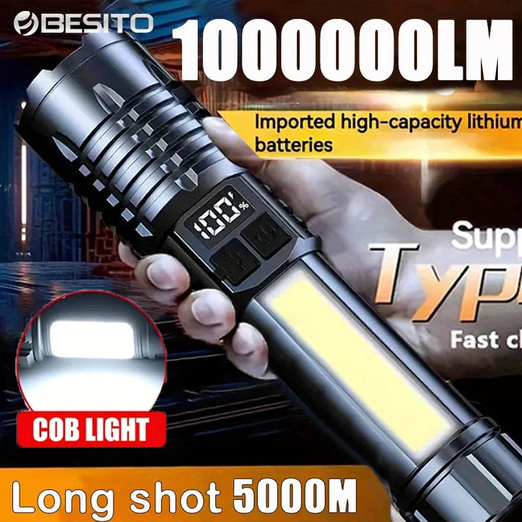 Portable Rechargeable High Power LED Flashlights With Display Screen