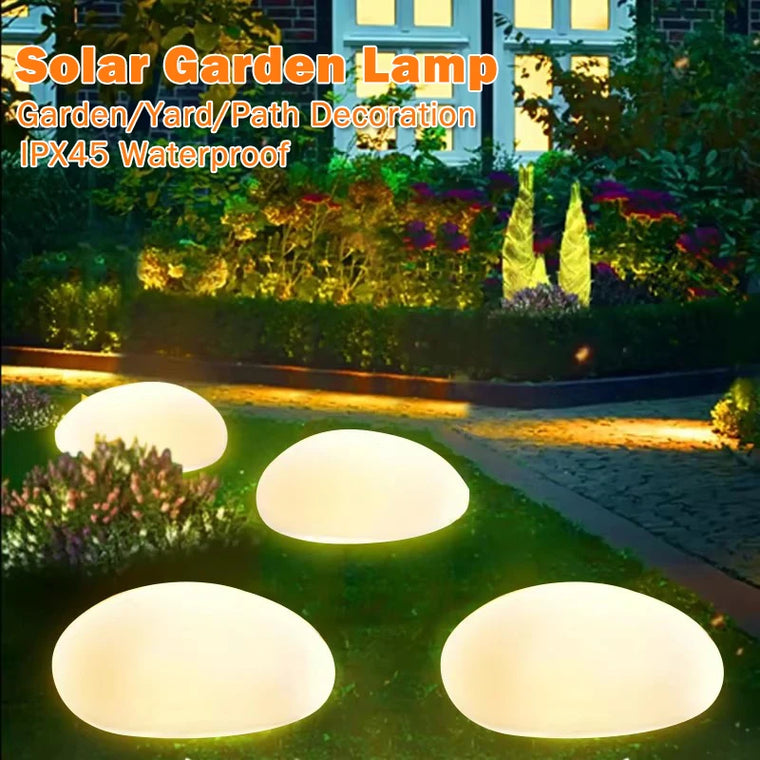Solar Garden Lights Outdoor, Waterproof Solar Powered Stone