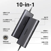 UGREEN Dual HDMI USB-C HUB 8K 4K HDMI Adapter 10 in 1 Splitter with