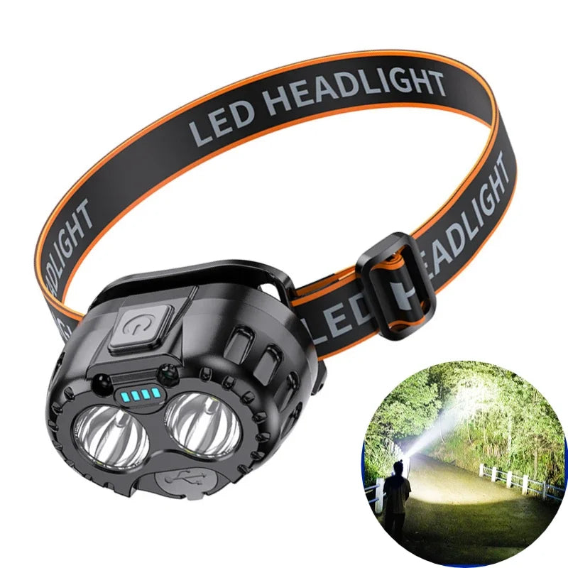 Outdoor Headlamp USB Rechargeable Work Flashlight Multifunctional