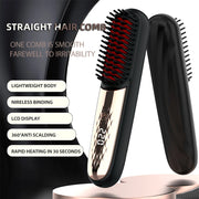 Cordless Hair Brush Straightener Electric Hot Heating Brush Negative