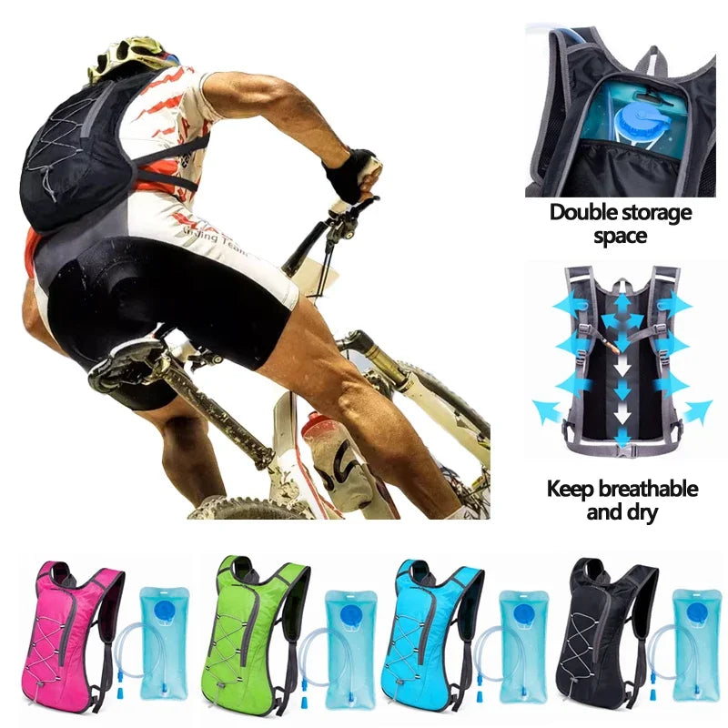 2L Water Bladder Waterproof Sports Backpack Men and Women Drinking