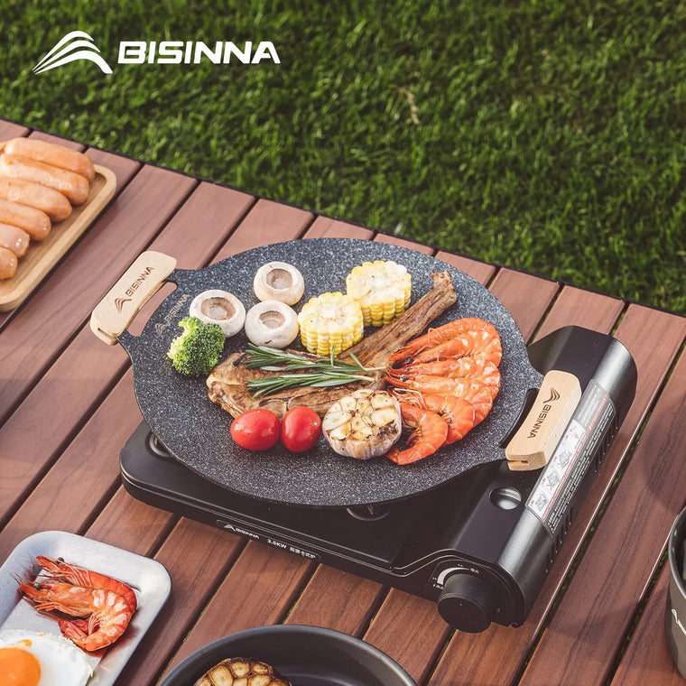 BISINNA 30CM Outdoor BBQ Grill Pan Non Stick Stovetop Baking Tray