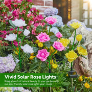 Solar Garden Lights Waterproof LED Outdoor Simulation Rose Flower