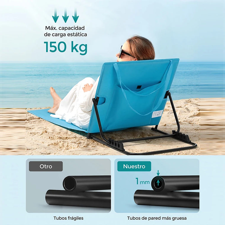 Beach Lounger, Camping Lounger, Cushion, Backrest, Portable with