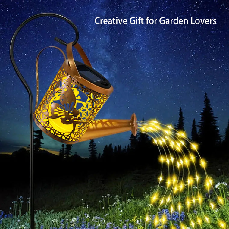 Solar Watering Can Light Outdoor Garden Decoration – Hollow Iron LED