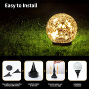 Solar Garden Lights Outdoor Waterproof, Cracked Glass Ball Light,