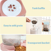 Automatic Cat Feeder Water Dispenser Set, 2 In 1 Tilted Automatic Pet