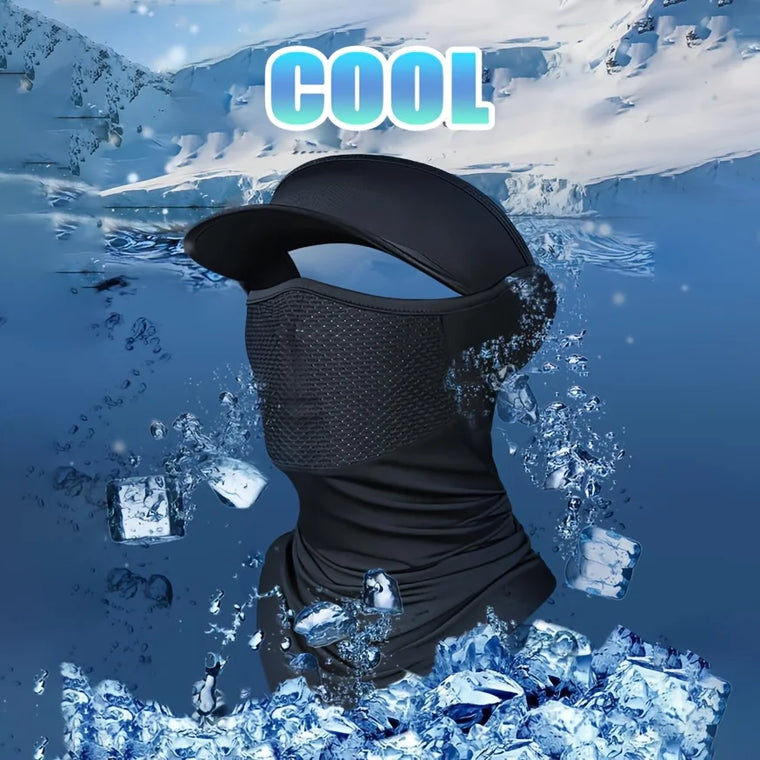 Summer Full Face Mask Breathable Anti-UV Neck Flap Wide Brim Cycling