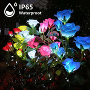Solar Garden Lights Waterproof LED Outdoor Simulation Rose Flower