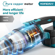 YOFIDRA 1500W 12KPA Electric Cordless Vacuum Cleaner Portable 2IN1