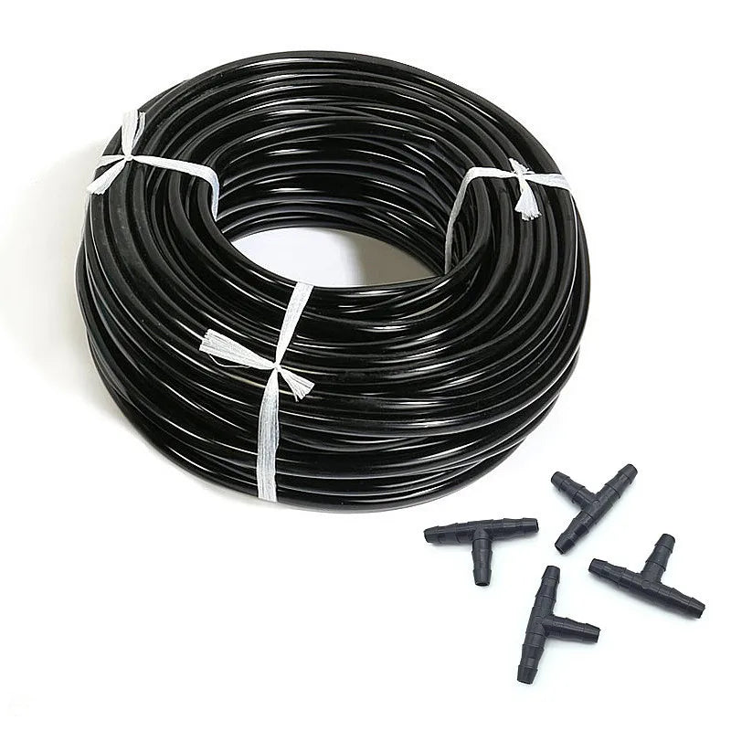 20 Meters 4/7 Mm Hose + 10 Pcs Tee Connector Garden Irrigation System