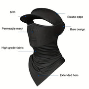 Summer Full Face Mask Breathable Anti-UV Neck Flap Wide Brim Cycling