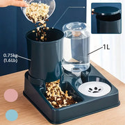 Automatic Cat Feeder Water Dispenser Set, 2 In 1 Tilted Automatic Pet