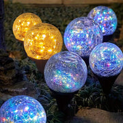 Solar Garden Lights Outdoor Waterproof, Cracked Glass Ball Light,