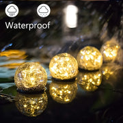 Solar Garden Lights Outdoor Waterproof, Cracked Glass Ball Light,