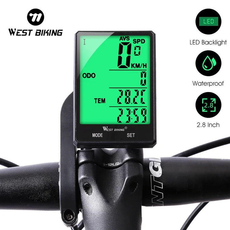 WEST BIKING 2.8" Large Screen Bicycle Computer Wireless Wired Bike