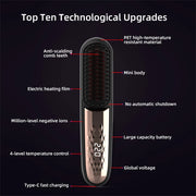 Cordless Hair Brush Straightener Electric Hot Heating Brush Negative