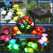 Solar Garden Lights Waterproof LED Outdoor Simulation Rose Flower