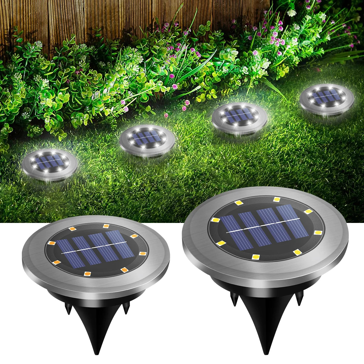 Solar Ground Lights LED Waterproof Solar Garden Lights Outdoor Bright