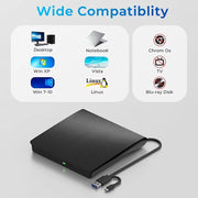 USB 3.0 Type-C External CD DVD Drive, USB 2.0 Slim Protectable