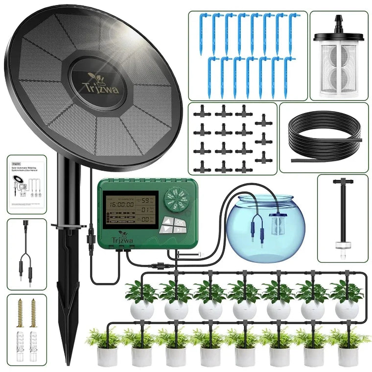 Solar irrigation system,DIY watering timer,with a 15 meter hose