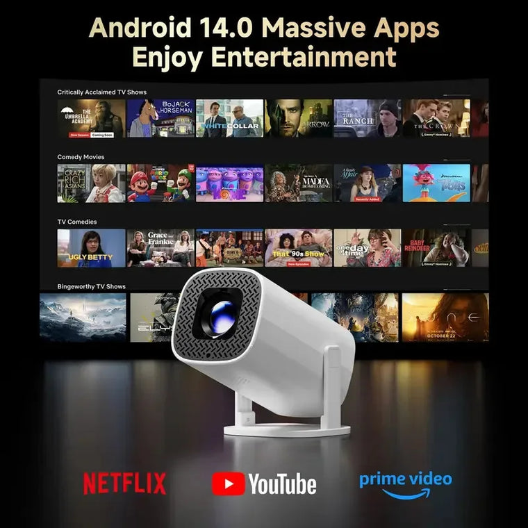 Android 14 WiFi 6 Mini Projector
