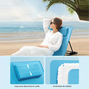 Beach Lounger, Camping Lounger, Cushion, Backrest, Portable with
