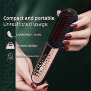 Cordless Hair Brush Straightener Electric Hot Heating Brush Negative