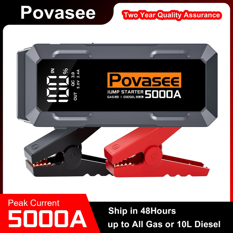 Povasee Jump Starter Power Bank 5000A Jump Starter with 3 Inch LCD